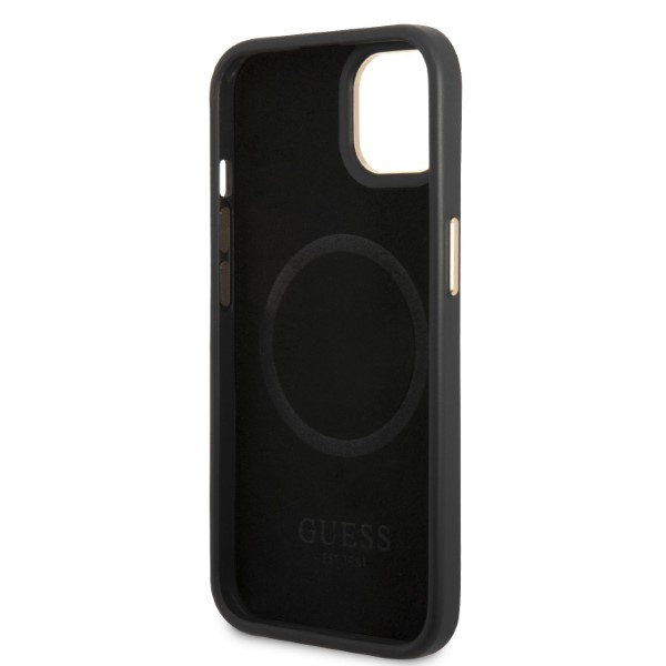 Guess GUHMP13MSAPSTK iPhone 13 / 14 / 15 6.1" czarny/black hardcase Peony Logo Plate MagSafe