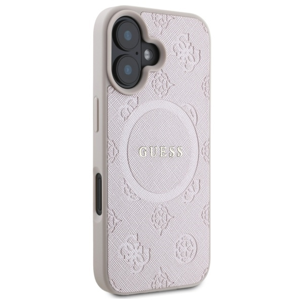 Guess GUHMP16SPSAPSMEP iPhone 16 6.1" różowy/pink hardcase Saffiano Peony Classic Logo MagSafe
