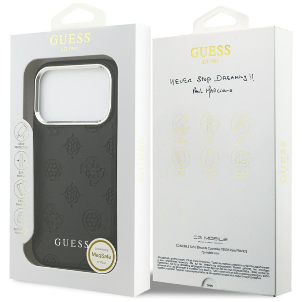 Etui Guess Peony Hot Stamp Script        MagSafe do iPhone 17 Pro czarny