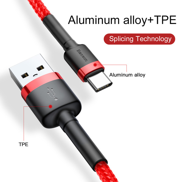 Kabel Baseus Cafule USB-A / USB-C QC 3.0 3A 0.5 m - czerwony
