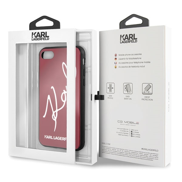 KARL LAGERFELD KLHCI8DLKSRE IPHONE 7/8 SE 2020 / SE 2022 CZERWONY/RED HARD CASE SIGNATURE GLITTER