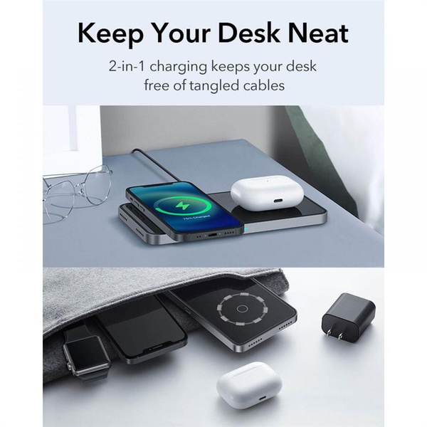 ESR HALOLOCK 2IN1 MAGNETIC MAGSAFE WIRELESS CHARGER BLACK