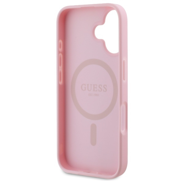 Guess GUHMP16SPGPYSP iPhone 16 6.1" różowy/pink hardcase Peony Script MagSafe