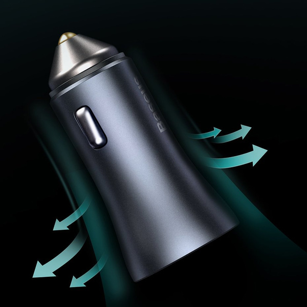 Baseus Golden Contactor Pro fast car charger 2x USB 40 W Quick Charge SCP FCP AFC + USB cable - USB Type C gray (TZCCJD-A0G)