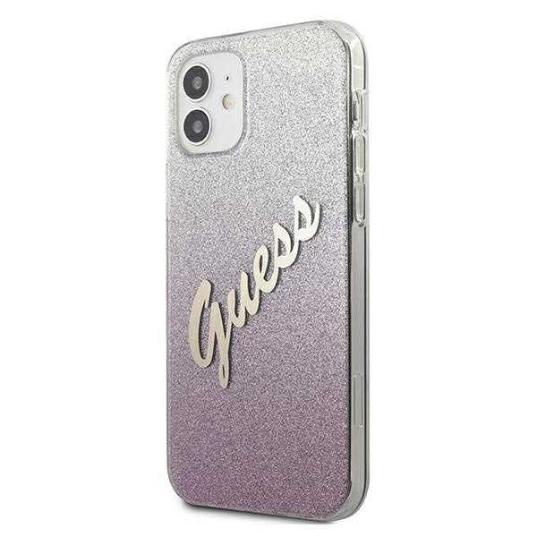 Guess GUHCP12SPCUGLSPI iPhone 12 mini5,4" różowy/pink hardcase Glitter Gradient Script