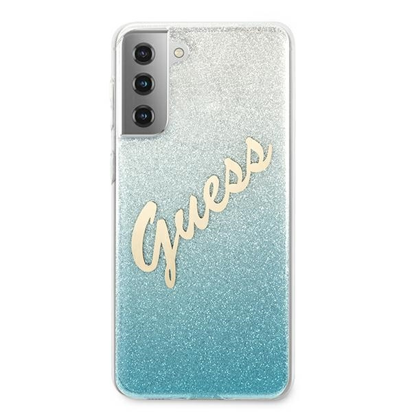 Guess GUHCS21MPCUGLSBL S21+ G996niebieski/blue hardcase Glitter Gradient Script