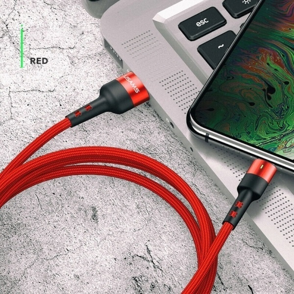 USAMS KABEL PLECIONY U26 MICRO 1M 2A FAST CHARGING CZERWONY