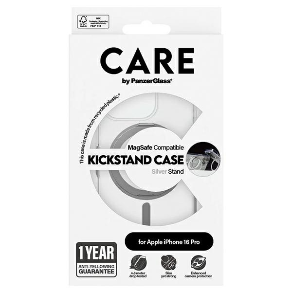 CARE by PanzerGlass Feature Kickstand Case iPhone 16 Pro 6.3" srebrny/silver MagSafe 1326