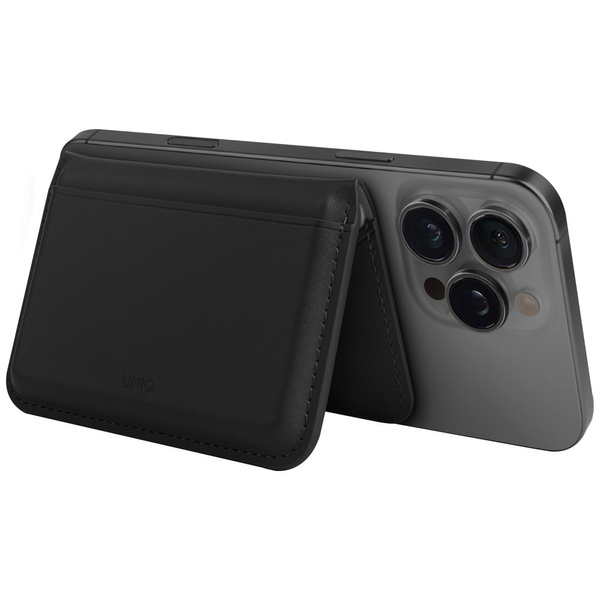 Magnetyczny portfel RFID UNIQ Lyden DS   stojak na telefon czarny