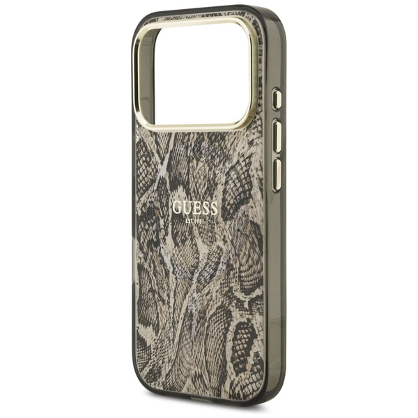 Etui Guess Python Pattern MagSafe do     iPhone 17 Pro brązowy