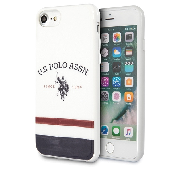 Etui U.S. Polo Assn. Tricolor Pattern Collection na iPhone 7 / 8 / SE 2020 / SE 2022 - białe