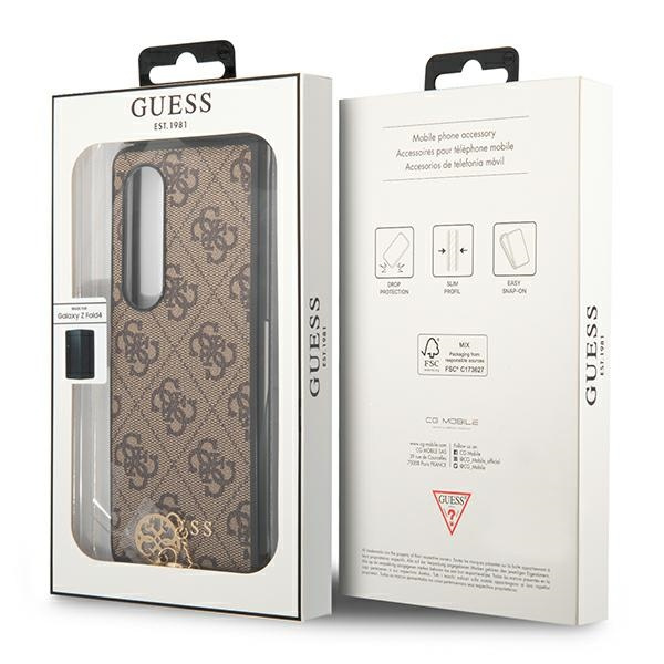 Guess GUHCZFD4GF4GBR F936 Z Fold 4brązowy/brown hard case 4G Charms Collection