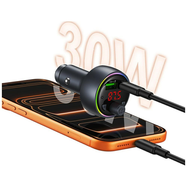 Ładowarka samochodowa USAMS CC328 30W 1xUSB-A 1xUSB-C Bluetooth FM tarnish