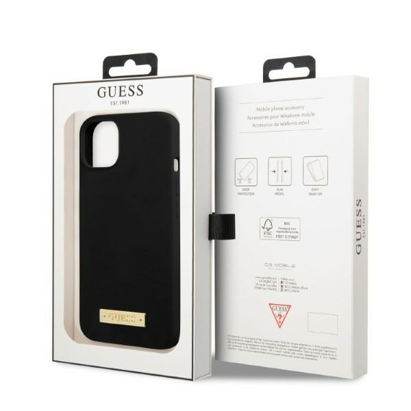 GUESS GUHMP13MSPLK IPHONE 13 / 14 / 15 6.1" CZARNY/BLACK HARD CASE SILICONE LOGO PLATE MAGSAFE