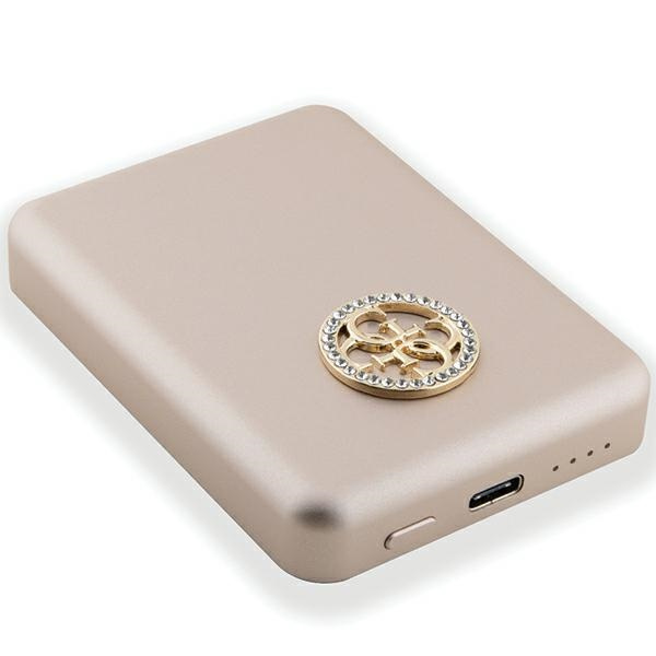 Guess Powerbank indukcyjny 5WGUPBM3AL4DMD 3000mAh złoty/gold MagSafe 4G Strassed Metal Logo