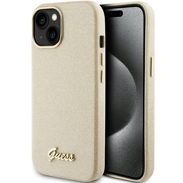 Guess GUHCP15SPGMCSD iPhone 15 / 14 / 13 6.1" złoty/light gold hardcase Glitter Glossy Script