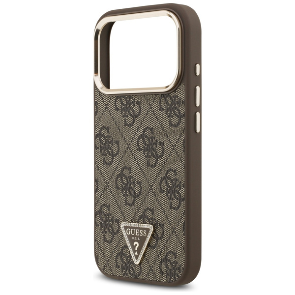 Etui Guess 4G Triangle Logo MagSafe do   iPhone 17 Pro brązowy złoty