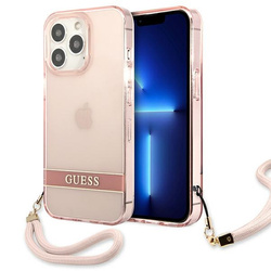 Guess GUHCP13LHTSGSP iPhone 13 Pro / 13 6,1" różowy/pink hardcase Translucent Stap