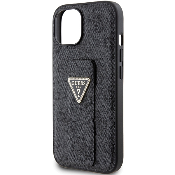 Guess GUHCP15SPGS4TDK iPhone 15 / 14 / 13 6.1" czarny/black hardcase Grip Stand 4G Triangle Strass