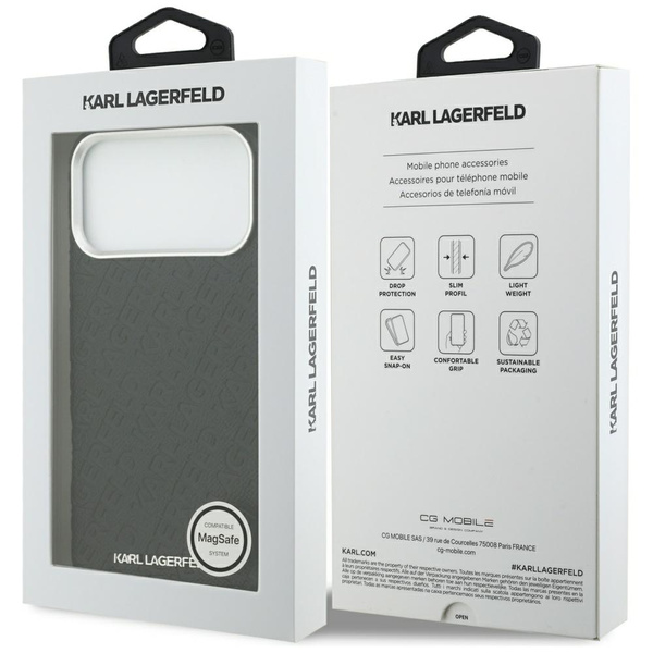 Etui Karl Lagerfeld FW Stamped Karl MagSafe do iPhone 17 Pro Max czarny