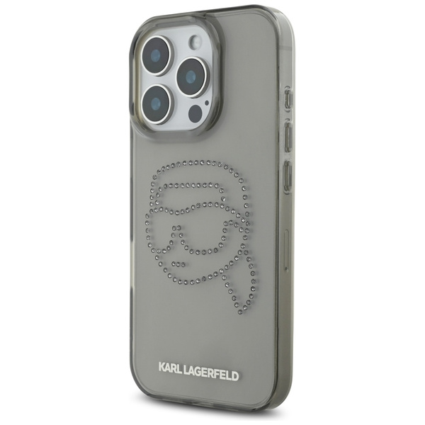 Etui Karl Lagerfeld IML Rhinestones Karl  Head do iPhone 16 Pro czarny