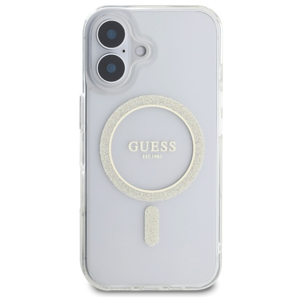 Guess GUHMP16MHFGERET iPhone 16 Plus     6.7" przeźroczysty/transparent hardcase IML Glitter Circle MagSafe