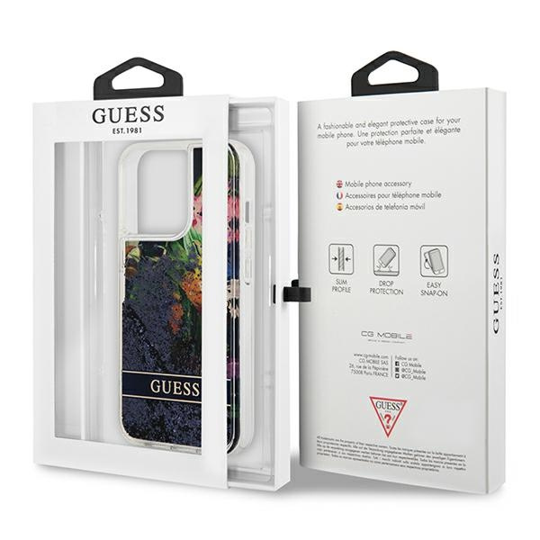 Guess GUHCP13LLFLSB iPhone 13 Pro / 136,1" niebieski/blue hardcase Flower Liquid Glitter