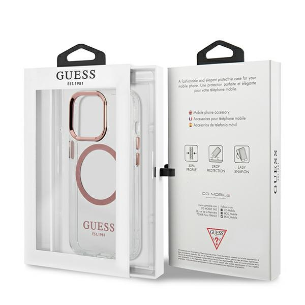 Guess GUHMP13XHTRMP iPhone 13 Pro Max6,7" różowy/pink hard case Metal Outline Magsafe
