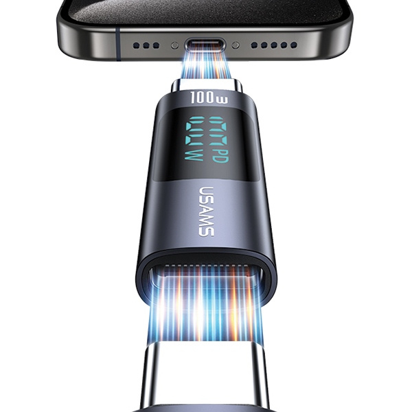 USAMS Adapter AU18 USB-C - USB-C Digital Display 100W stalowy/aluminium SJ682TC01 (US-SJ682)