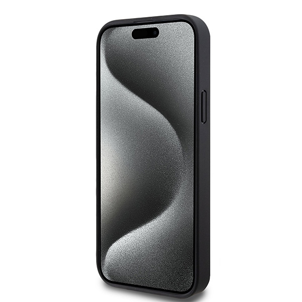 DKNY DKHMP15SPSHRPSK iPhone 15 / 14 / 136.1" czarny/black hardcase Leather Pattern Metal Logo MagSafe