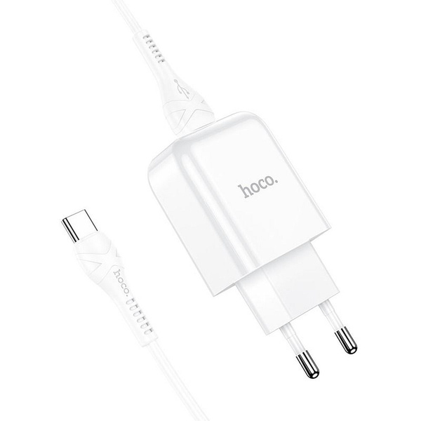 Ładowarka sieciowa do telefonu Hoco USB A 2A 10W + kabel USB A do USB C N2 biała