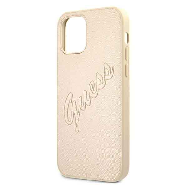 Guess GUHCP12LRSAVSLG iPhone 12 ProMax 6,7" złoty/gold hardcase Saffiano Vintage Script