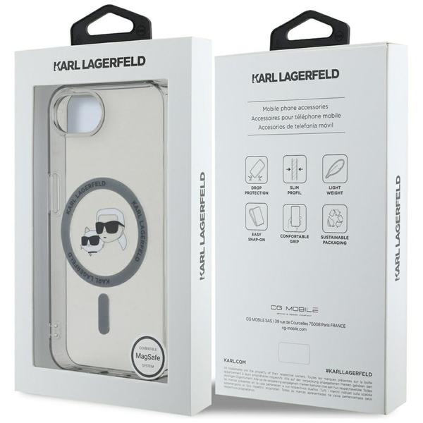 Etui Karl Lagerfeld IML Metal Karl &     Choupette Heads MagSafe do iPhone 16e czarny