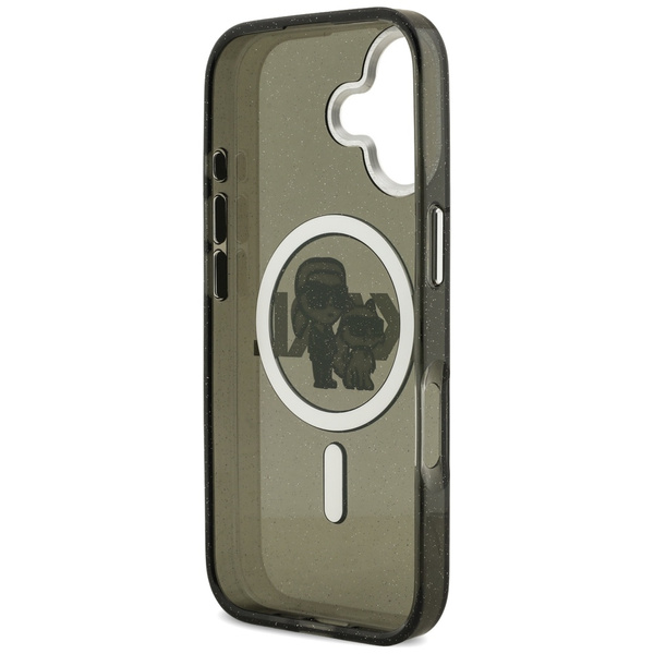 Etui Karl Lagerfeld IML Glitter Karl &   Choupette Sketch Logo MagSafe do iPhone 17 czarny