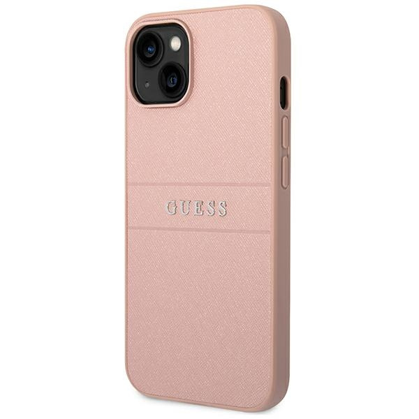 Guess GUHCP14MPSASBPI iPhone 14 Plus / 15 Plus 6.7" różowy/pink Saffiano Strap