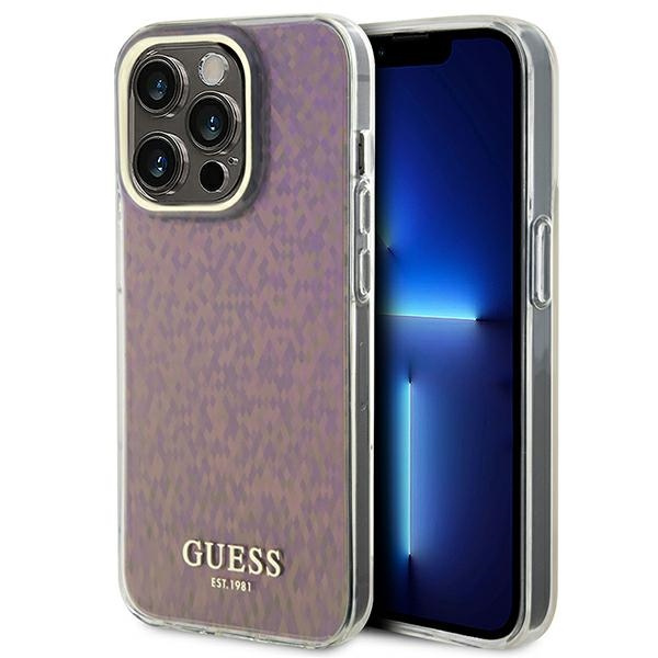 Guess GUHCP15LHDECMP iPhone 15 Pro 6.1" różowy/pink hardcase IML Faceted Mirror Disco Iridescent