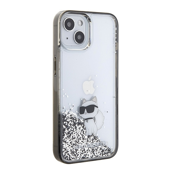 Etui Karl Lagerfeld Liquid Glitter Choupette do iPhone 15 - przezroczyste