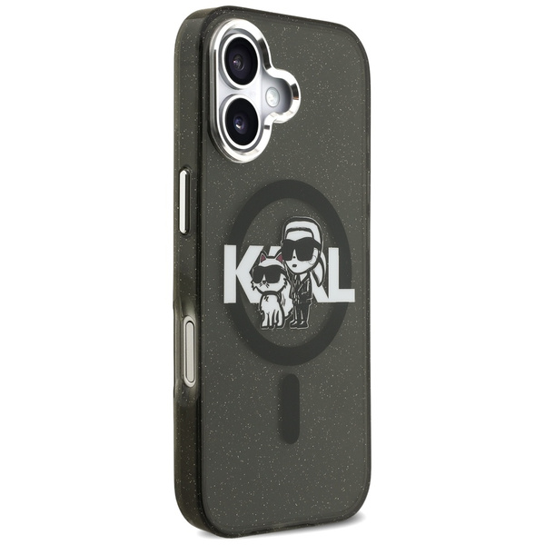 Etui Karl Lagerfeld IML Glitter Karl &   Choupette Sketch Logo MagSafe do iPhone 17 czarny