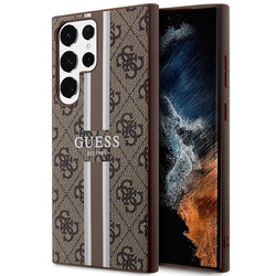 GUESS GUHCS23LP4RPSW S23 ULTRA S918 BRĄZOWY/BROWN HARDCASE 4G PRINTED STRIPE