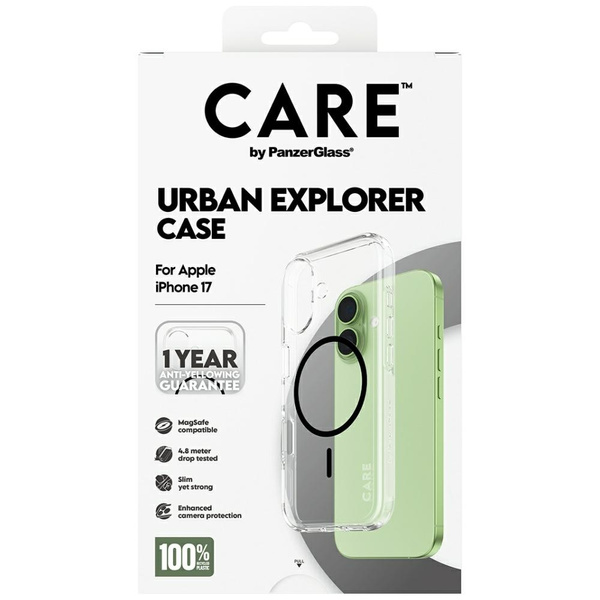 Etui CARE by PanzerGlass Flagship Urban  Explorer w. Black MagSafe do iPhone 17 przezroczysty