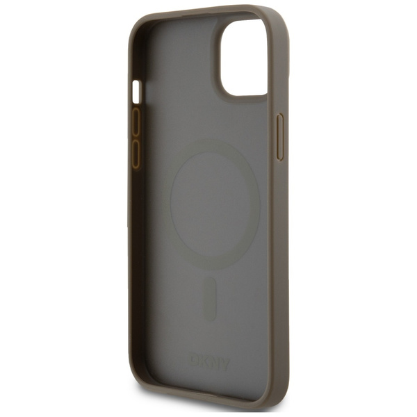 DKNY DKHMP15MPSHRPSW iPhone 15 Plus /14 Plus 6.7" brązowy/brown hardcase Leather Pattern Metal Logo MagSafe