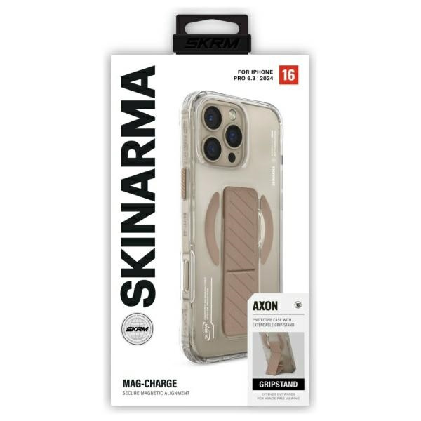 Skinarma etui Axon iPhone 16 Pro 6.3"     Magnetic Charging + Grip Stand szampański/champagne