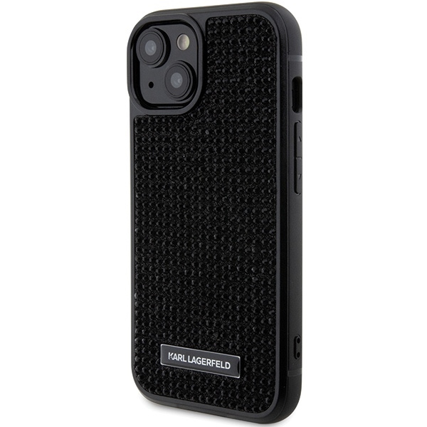 Etui Karl Lagerfeld Rhinestone Logo Metal Plate do iPhone 15 - czarne