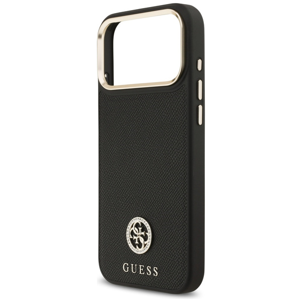 Etui Guess Grained Strass Logo MagSafe   do iPhone 17 Pro Max czarny