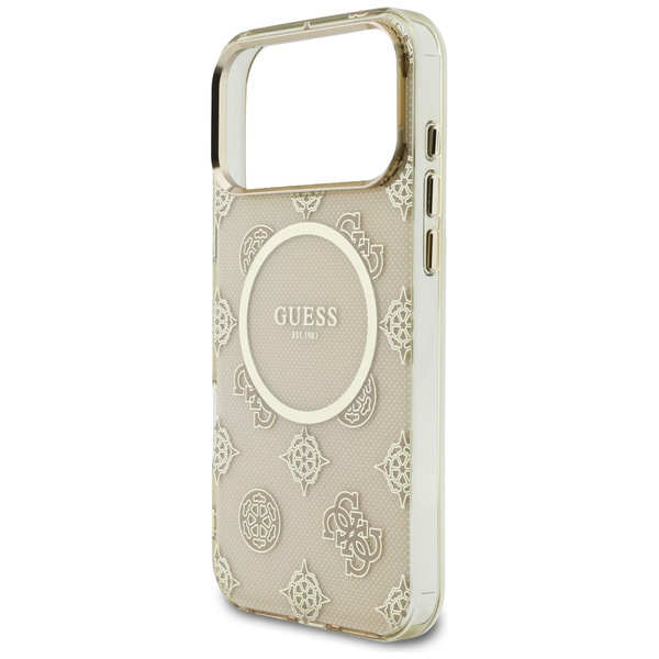 Etui Guess IML Peony Dot MagSafe do      iPhone 17 Pro Max beżowy