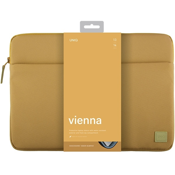 UNIQ etui Vienna laptop Sleeve 14" zółty/canary yellow Waterproof RPET