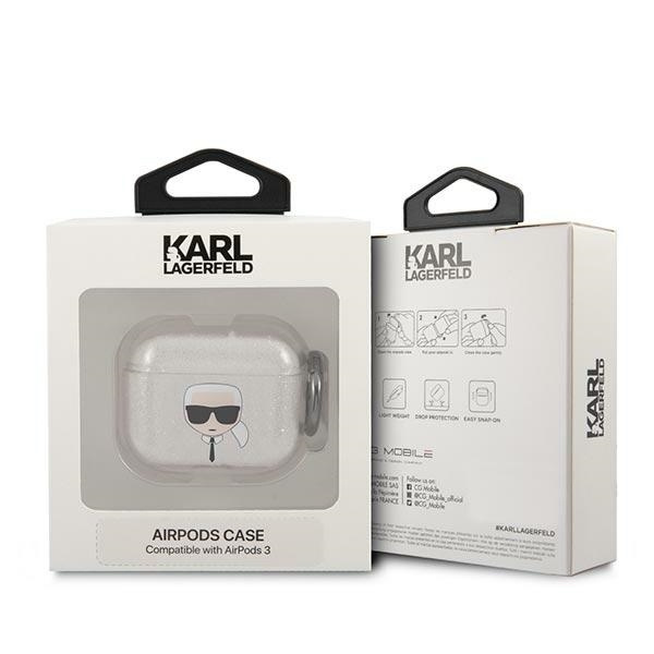 KARL LAGERFELD KLA3UKHGS AIRPODS 3 COVER SREBRNY/SILVER GLITTER KARL`S HEAD