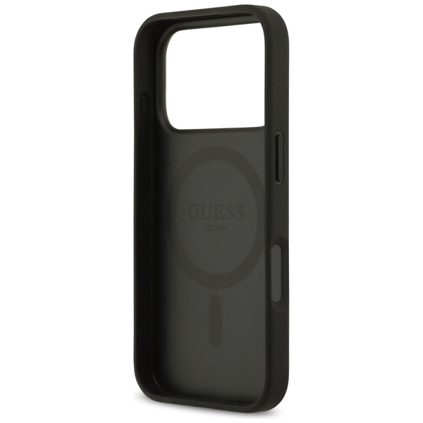 Etui Guess Grained Flowers Classic Logo  MagSafe do iPhone 17 Pro czarny