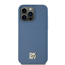 DKNY DKHMP15SPSHRPSB iPhone 15 / 14 / 136.1" niebieski/blue hardcase Leather Pattern Metal Logo MagSafe
