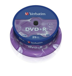 Verbatim Płyta DVD-R 4.7GB 16x AZO srebrny/matt silver 25szt 43500